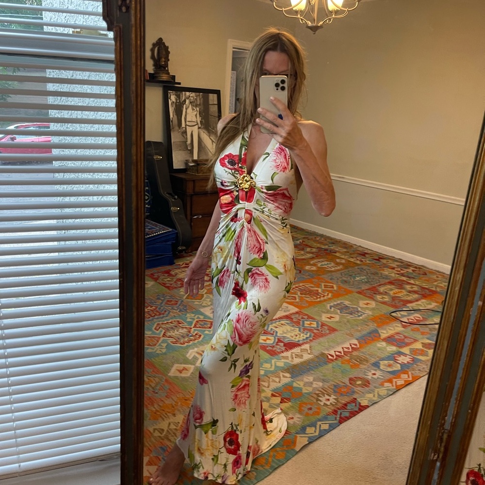 Roberto Cavalli floral maxi fishtail hem